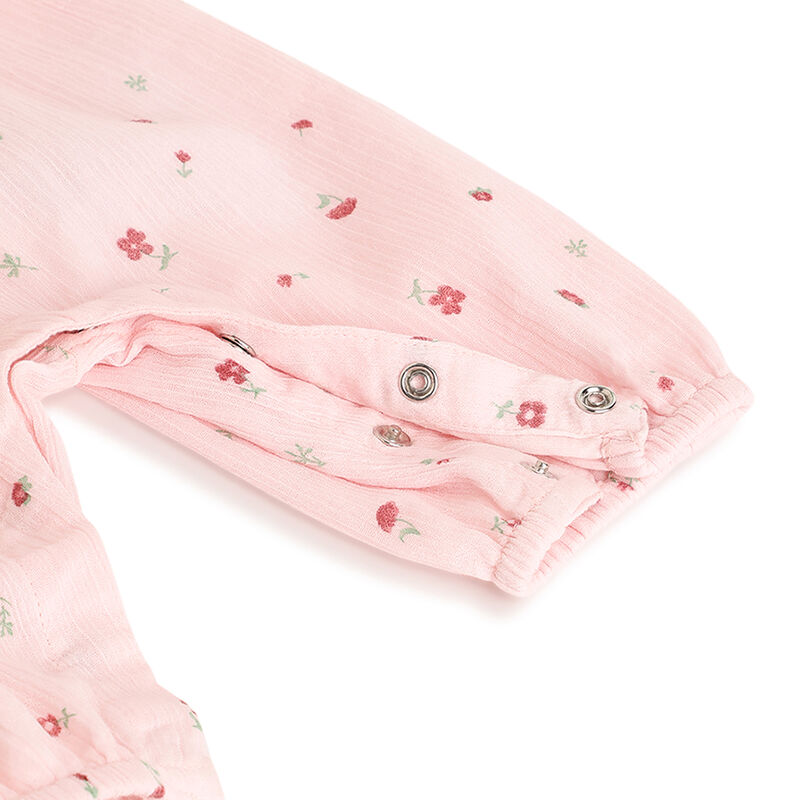 Girls Pink Printed Long Dungaree image number 3
